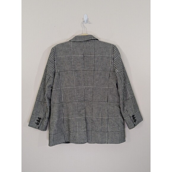 Talbots Old Money Preppy Blazer Size 12P Houndstooth Black White Plaid Retro - Picture 10 of 11